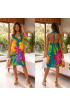 Hand Painted Rayon Halter Mini Dress